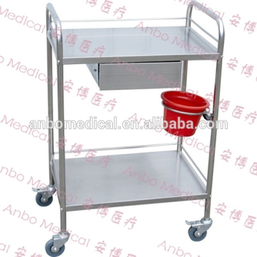 Cheap Stainless Steel Medical Dressing Trolley With Drawer and Keg